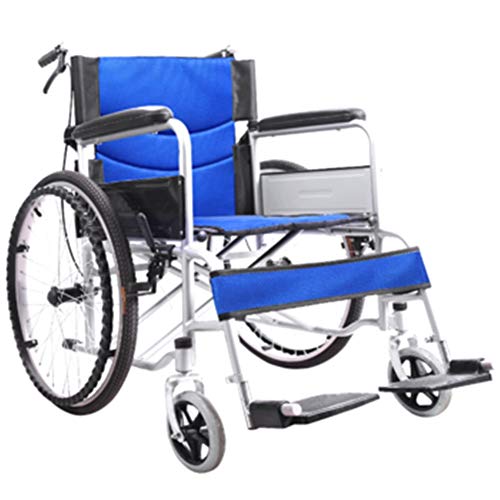 XKRSBS Sillas de Ruedas Silla de Ruedas Plegable Silla de Ruedas para discapacitados Pacientes de Edad Avanzada Servicio estándar para sillas de Ruedas Personas de Edad Avanzada,Blue