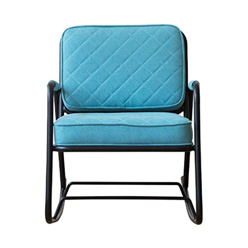 YDLOP Silla Mecedora Individual con terraza, sillón Acolchado y cojín de Hierro Forjado - Azul 1126-YY
