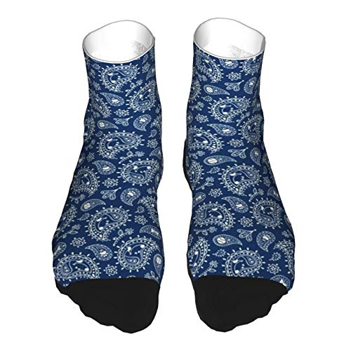 Zcfhike Retro Dog Paisley Blue and White Crew Socks for Men - Men's Sport Socks - Athletic Socks