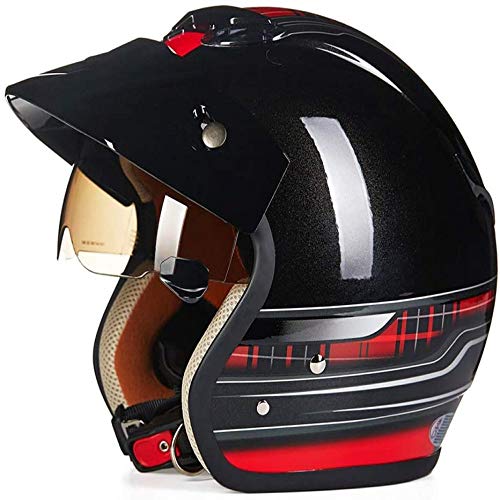 ZHXH Harley Motorcycle Helmet/dot/ece Certification, Adult Scooter Scooter Helmet, adecuado para hombres y mujeres jóvenes para medio casco de cara abierta + sombrilla incorporada
