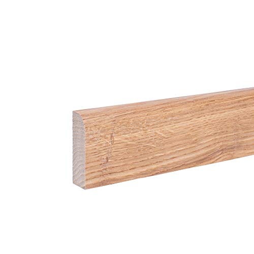 Zócalo de madera de roble (58 x 19 mm, con borde frontal redondeado, barnizado)