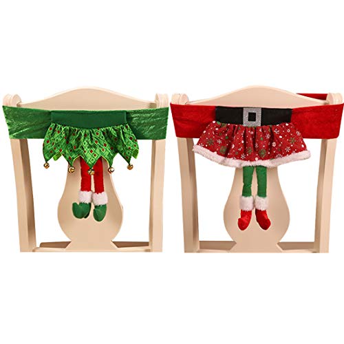 ZSWQ 2Pcs Cubierta de la Silla de Navidad Navidad Cocina Comedor Silla Cubiertas Decoracion Articulo de Decoración de Mesa Accesorio de Adorno para Fiesta y Cena
