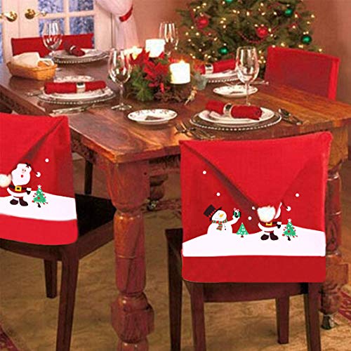 ZSWQ 4Pcs Cubierta de la Silla de Navidad Navidad Cocina Comedor Silla Cubiertas Decoracion Articulo de Decoración de Mesa Accesorio de Adorno para Fiesta y Cena