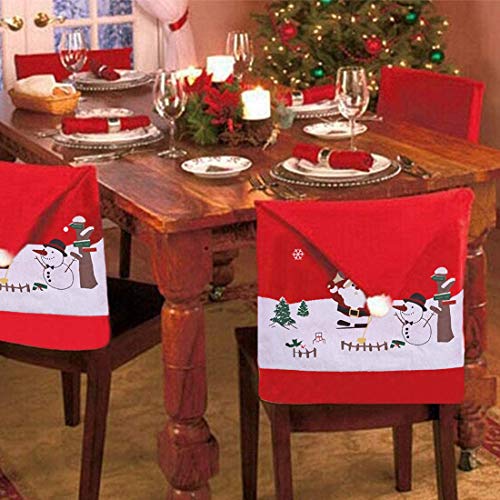 ZSWQ 4Pcs Cubierta de la Silla de Navidad Navidad Cocina Comedor Silla Cubiertas Decoracion Articulo de Decoración de Mesa Accesorio de Adorno para Fiesta y Cena