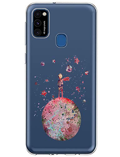 16Jessie Compatible con Samsung M31 Fundas Transparente Silicona Case Cover Galaxy M31 Carcasa Ultra Delgada TPU con Flores Patrón de Mármol Funda Funda para Samsung Galaxy M31 Teléfono Móvil M M