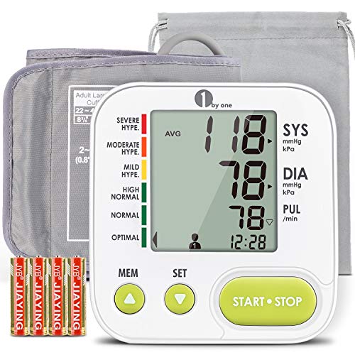 1byone Tensiómetro de Brazo, Monitor de Presión Arterial Digital Automatico con Gran Pantalla con App, Tensiometro para Brazo, Exportar datos como Excel 1byone Tensiómetro de Brazo, Monitor de Presión Arterial Digital Automatico con Gran Pantalla con App, Tensiometro para Brazo, Exportar datos como Excel
