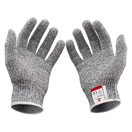 2 Pares Guante Anticorte, Grado de Comida Guantes Anticortes de Nivel 5 con Certificación EN 388, Guantes de Trabajo de Seguridad para Cocina, Carnicero, Jardinería, M