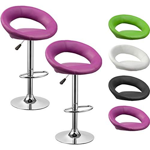 2X Taburete de Bar Regulable en Altura y girato Barra Base Acabado Cromado Beauty - X2-Púrpura 2X Taburete de Bar Regulable en Altura y girato Barra Base Acabado Cromado Beauty - X2-Púrpura