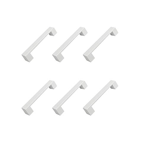 6 unidades tirador asa mueble resina abs blanco mate puerta armario cocina - distancia tornillos 128mm