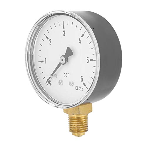 60 mm de diámetro, 0 – 6 bar, manómetro hidráulico neumático, medidor de presión de gas, agua y aceite, 1/4 NPT latón interno TS-60 – 6 60 mm de diámetro, 0 – 6 bar, manómetro hidráulico neumático, medidor de presión de gas, agua y aceite, 1/4 NPT latón interno TS-60 – 6