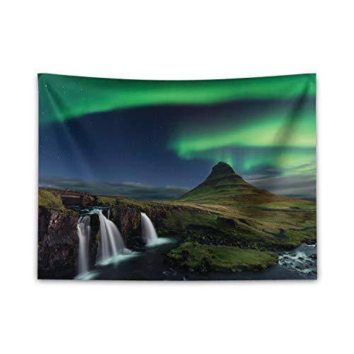 ABAKUHAUS Aurora Boreal Tapiz de Pared y Cubrecama Suave, Cascada De La Noche, Colores Firmes y Durables, 150 x 110 cm, Multicolor