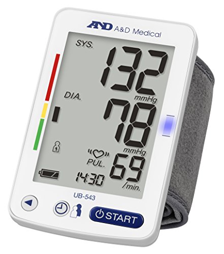 A&D Medical UB-543 Tensiómetro digital de muñeca, validado clínicamente, color Blanco A&D Medical UB-543 Tensiómetro digital de muñeca, validado clínicamente, color Blanco