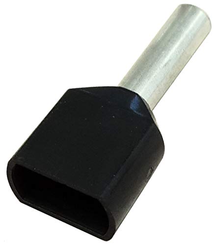 AERZETIX - Juego de 50 - Punteras para cables eléctrico doble - Aislado - en cobre - 1.5mm² - 8mm - Color negro - para crimpar - C43909