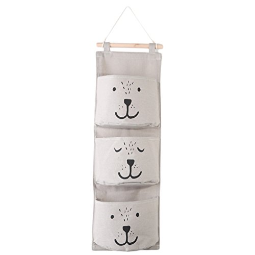 Albeey – Organizador colgante con 3 bolsillos para habitación infantil gris Talla:58*20cm