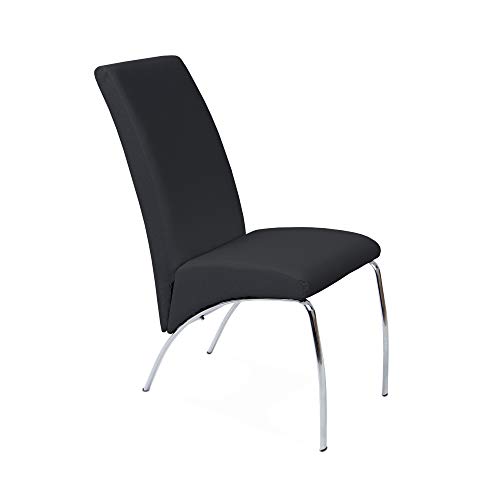 Arco, Silla de Comedor, Silla de Salon, Silla Tapizada, Acabado en Simil Piel Color Negro, Medidas: 43 cm (Ancho) x 70 cm (Fondo) x 96 cm (Alto)