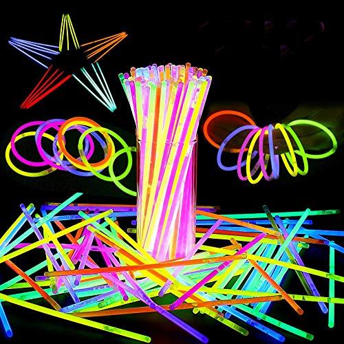 ASANMU Barras Luminosas, Pulseras Fluorescentes Tubos Luminosos Pulseras Luminosas con Variedad de Conectores Pulseras Luminosas para Carnaval Festividad Fiestas San Valentín, Bodas, cumpleaños-100pcs
