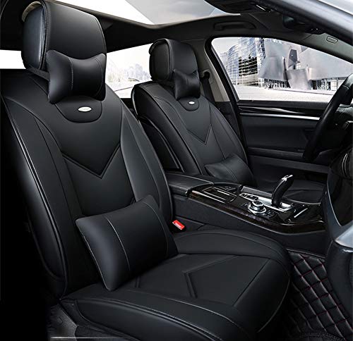 Asiento de coche cubierta fácil de limpiar artificial asiento de coche del amortiguador Fit cuero ajustable para Sedan Hatchback SUV Camión Impala Malibu Fusión Taurus Acuerdo Cívico,Negro
