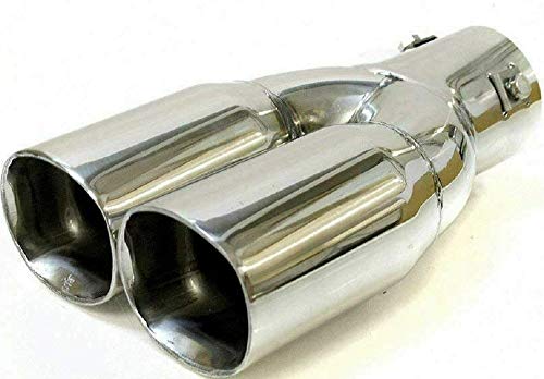 Autohobby 6186 - Tubo de escape doble universal, silenciador doble, tubo de escape deportivo, acero inoxidable hasta 56 mm, cromado A B C G H J CC 3 4 5 6 7