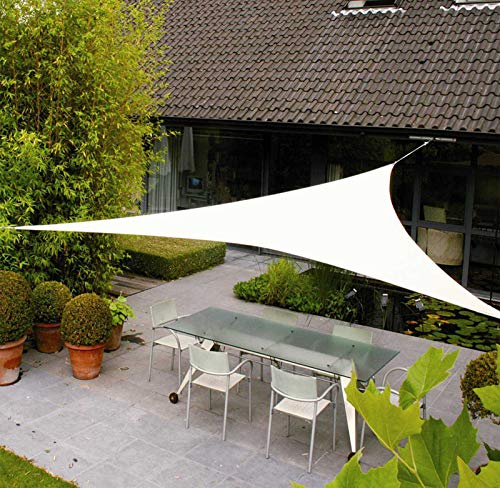 AXT SHADE Toldo Vela de Sombra Triangular 3,6 x 3,6 x 3,6 m, protección Rayos UV Impermeable para Patio, Exteriores, Jardín, Color Crema