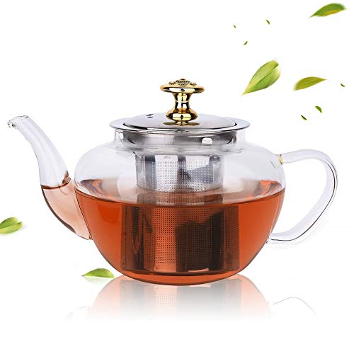 BESTOO Infusor de Tetera de Vidrio Tetera de 660 ml para 4 con Colador de Acero Inoxidable Resistente al Calor Estilo Real Té y Café (660ml) BESTOO Infusor de Tetera de Vidrio Tetera de 660 ml para 4 con Colador de Acero Inoxidable Resistente al Calor Estilo Real Té y Café (660ml)