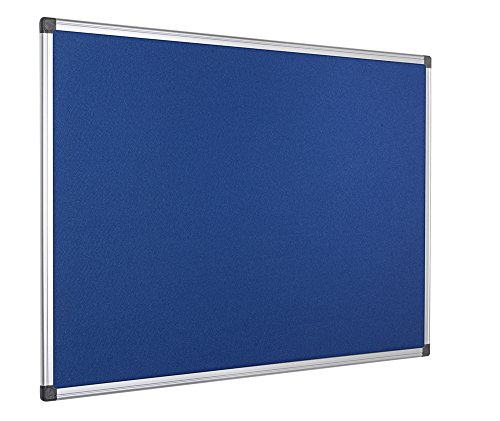 Bi-Office Maya - Tablero de anúncios con marco de aluminio, 120 x 90 cm, fieltro azul