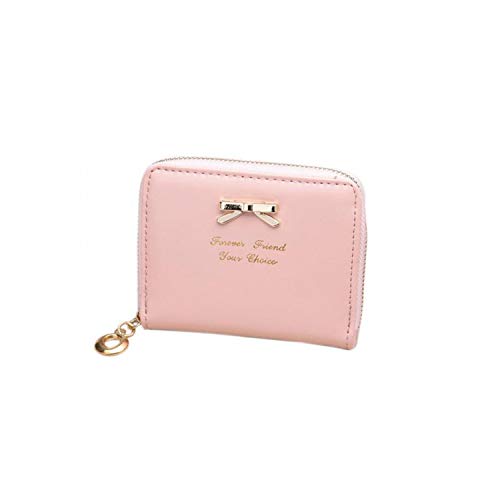 Blue Stor Bolsa de Almacenamiento de Ropa de bambú | Precioso Bolso de Color Caramelo Embrague Carteras de Mujer Bolso pequeño Corto PU Tarjeta de Cuero Hold-Pink-