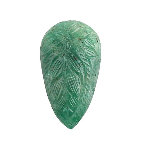 BONLISONS Natural Zambia Real Green Eemrald Grabado en Forma de Pera Talla de Piedras Preciosas Sueltas para Hacer Anillos y Joyas | Piedra Preciosa Preciosa | Gemas Sueltas de Esmeralda