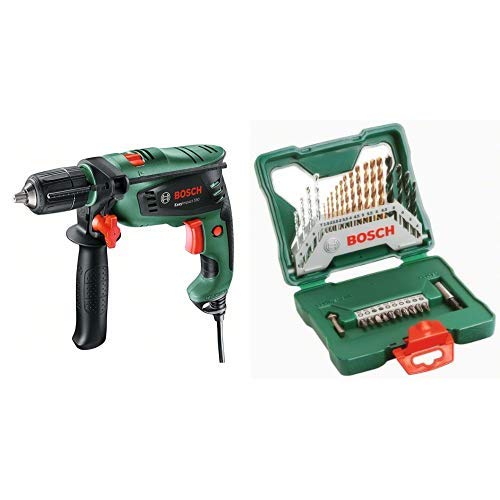 Bosch EasyImpact 550 - Taladro percutor + Bosch X-Line Titanio - Maletín de 30 unidades