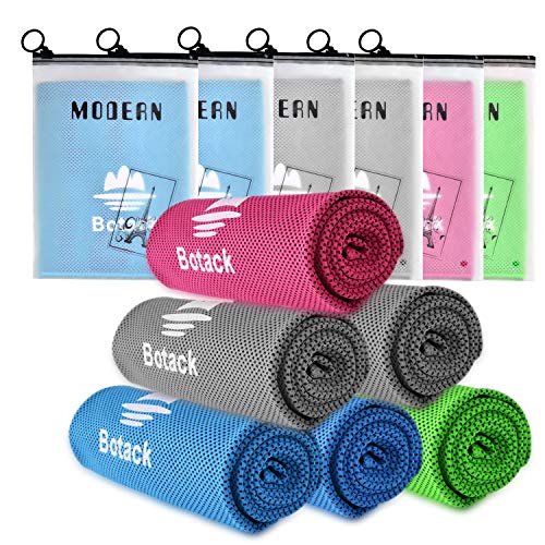 Botack Toalla de refrigeración de microfibra suave y transpirable para entrenamiento, correr, yoga, golf, paquete de 2, paquete de 4 (6 paquetes, 2 azules, 2 grises, 1 rojo+1 verde)