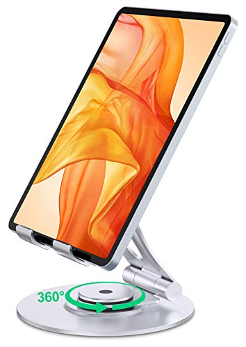 Bovon Soporte Tablet, [Base Giratoria de 360°] Soporte para iPad Plegable y Ajustable, Diseño Antideslizante, Soporte Movil Mesa Aluminio Compatible con iPad, Samsung Tabs, E-Reader (4.7’’-12.9’’)