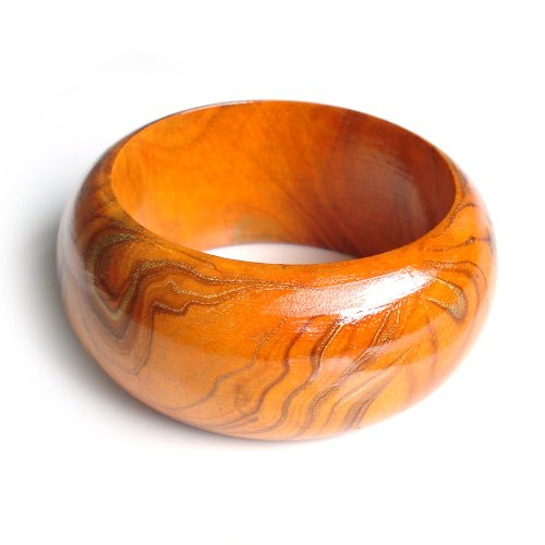Brazalete de madera Idin - naranja efecto mármol pulsera brazalete con venas de oro. mango de madera hecho a mano y pintada a mano.