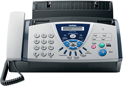 Brother FAX-T106 - Fax de transferencia térmica con auricular telefónico y contestador automático integrado