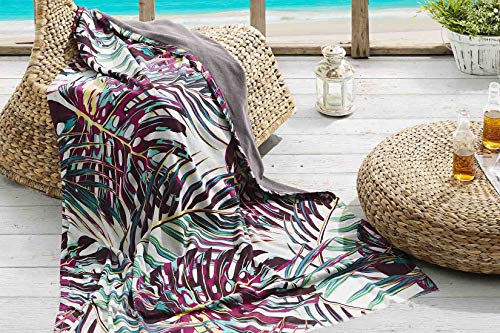 Burrito Blanco Pareo para Playa 199 | Toalla Pareo con Diseño Tropical Algodón 100% con Reverso de Rizo con Microfibra de 90x165 cm, Color Azul, Granate y Amarillo Burrito Blanco Pareo para Playa 199 | Toalla Pareo con Diseño Tropical Algodón 100% con Reverso de Rizo con Microfibra de 90x165 cm, Color Azul, Granate y Amarillo