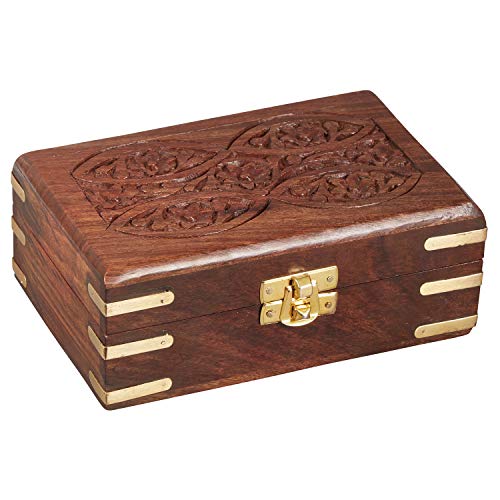 Caja oriental de almacenamiento pequeña con tapa Doaa de 16cm de alto | Caja oriental de joyas para niñas y damas para almacenamiento de joyas | Caja marroquí de madera