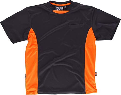 Camiseta Técnica de trabajo Work Team WF1616 (L, Negro/Naranja AV)