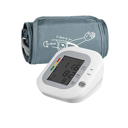 Casulo Monitor de presión arterial automático en la parte superior del brazo Máquina de presión arterial digital para uso doméstico con pantalla grande (Blanco Gris)