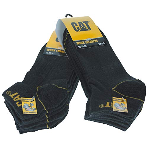 Caterpillar - Calcetines de trabajo de Algodón para hombres, reforzados en el talón y la punta, (Gris, 47-50), 6 Pares