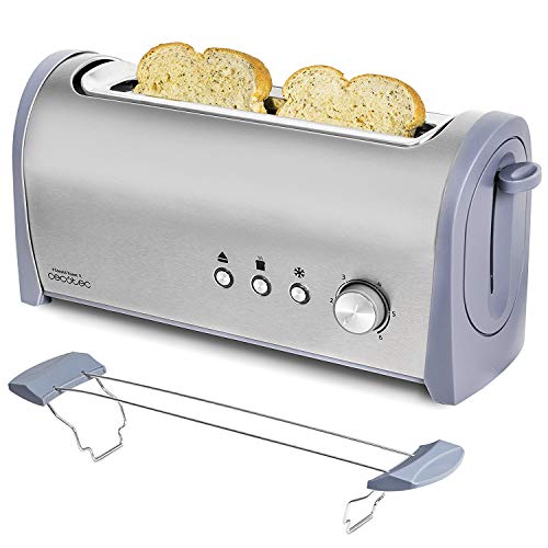 Cecotec Tostadora Acero Steel&Toast 1L. 6 Niveles de Potencia, Capacidad para 2 Tostadas, 3 Funciones (Tostar, Recalentar, Descongelar), Incluye Soporte Panecillos, con Bandeja Recogemigas, 1000 W Cecotec Tostadora Acero Steel&Toast 1L. 6 Niveles de Potencia, Capacidad para 2 Tostadas, 3 Funciones (Tostar, Recalentar, Descongelar), Incluye Soporte Panecillos, con Bandeja Recogemigas, 1000 W