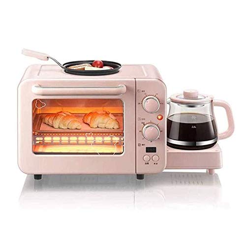 CHENMAO Mini Horno eléctrico con Doble Placa, con Parrilla y Placas Calientes, Bandeja para Hornear, multifunción 3 en 1 máquina de Desayuno, Horno 8L con cafetera