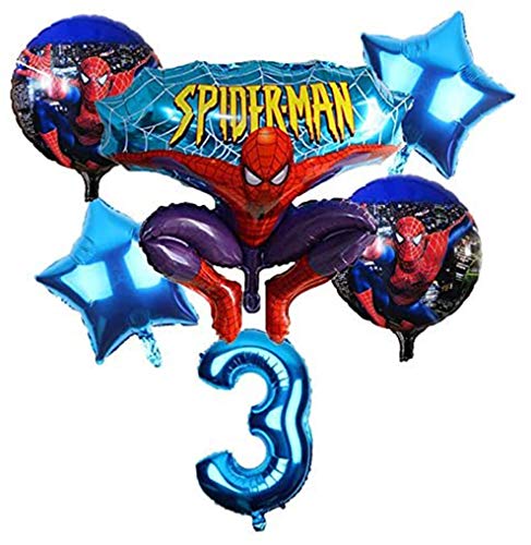CHENZHAOL Bebé Globo 6 unids/Set Spider Man Homecoming Happy Birthday Party Globos 32 Pulgadas Número Ballon Inflable Globos de Helio Decoraciones Niños (Color : Deep Blue)