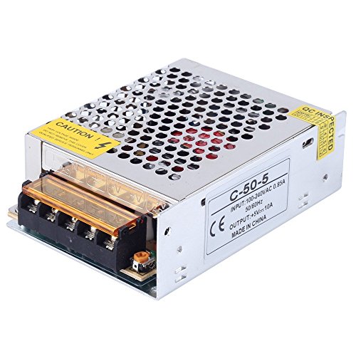 CHINLY AC 110/220V a DC5V 10A 50W Controlador LED Transformador de fuente de alimentación conmutada para WS2811 2801 WS2812B WS2813 APA102 LED Strip Pixel Light