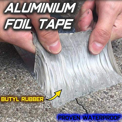 Cinta de aluminio y caucho butílico superimpermeable, para goteras, grietas superficiales, huecos en el marco de la ventana o roturas de tuberías (5 m) Cinta de aluminio y caucho butílico superimpermeable, para goteras, grietas superficiales, huecos en el marco de la ventana o roturas de tuberías (5 m)