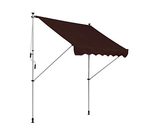 Clothink Toldo para balcón (ancho x alto): 400 x 120 cm, marrón, con estructura, enrollable, protección solar, altura regulable, sin taladrar