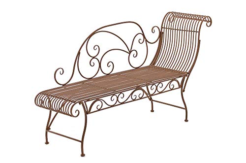 CLP Tumbona de Jardin Karma en Estilo Rústico I Banco en Diseño Chaiselongue I Tumbona de Jardín Exterior I Banco de Exterior de Hierro I Color:, Color:Antiguo marrón