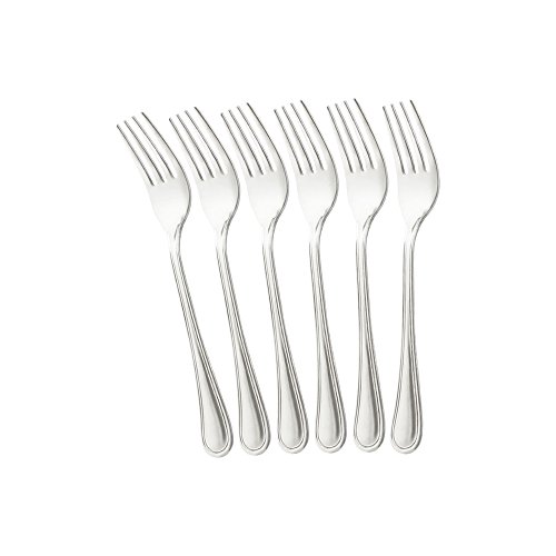 COM-FOUR® 6x Tenedores de acero inoxidable - Cubiertos elegantes en un diseño simple - Tenedores pequeños para postres - Tenedores de inicio, 14,5 cm