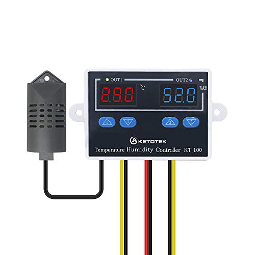 Controlador de temperatura digital KETOTEK, controlador de humedad, termostato de enfriamiento de calefacción programable con controlador de sonda de sensor para incubadora 230V