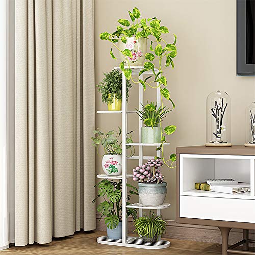 Cretee Metal Plant Stand Estantes de Flores Altos y Bajos Plantador Rack Almacenamiento Organizador Exhibición para Interior Jardín al Aire Libre Balcón (6-Tier 7 macetas)