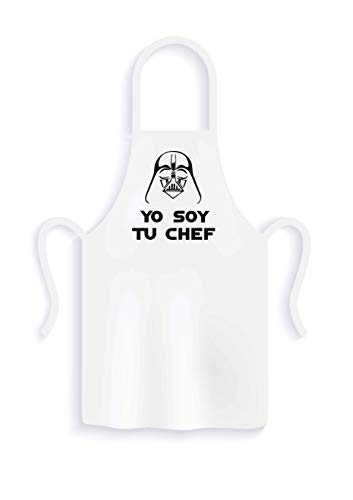 Delantal de cocina YO SOY TU CHEF, delantal divertido ideal para los amantes de la cocina basado en la serie (Blanco)