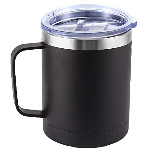 DELERKE Vaso térmico de doble pared | Termo de café para llevar de acero inoxidable 18/8 con tapa y asa, taza de café para llevar con asa grande de 400 ml