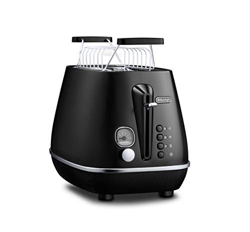 De’Longhi Toaster De'Longhi Distinta Moments CTIN2103.W-Tostadora con 2 ranuras y accesorio para panecillos, acero inoxidable con acabado metálico mate con detalles cromados, color negro